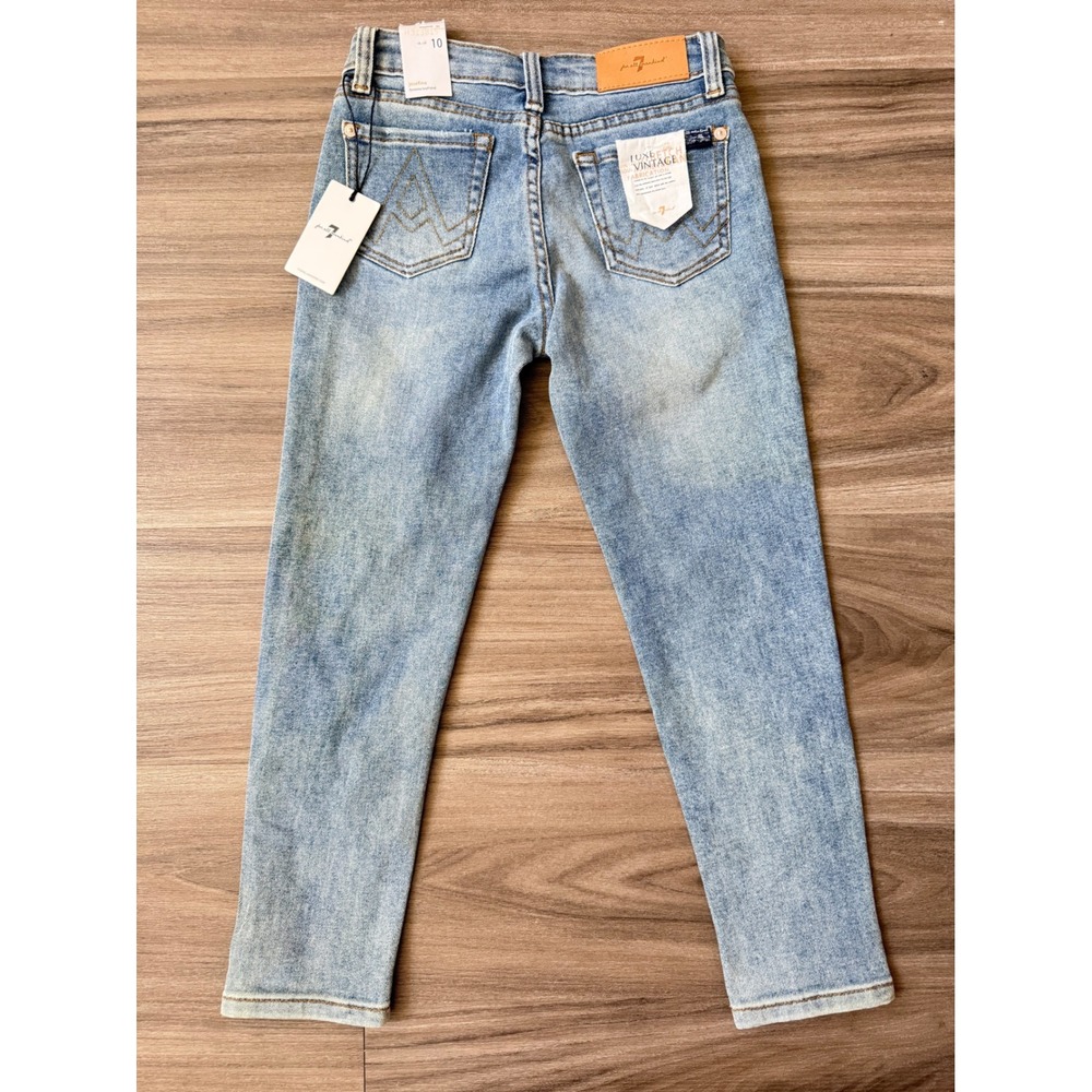 7 For All Mankind Josefina Skinny Girls Jeans Luxe Vintage Distressed Blue SZ 10